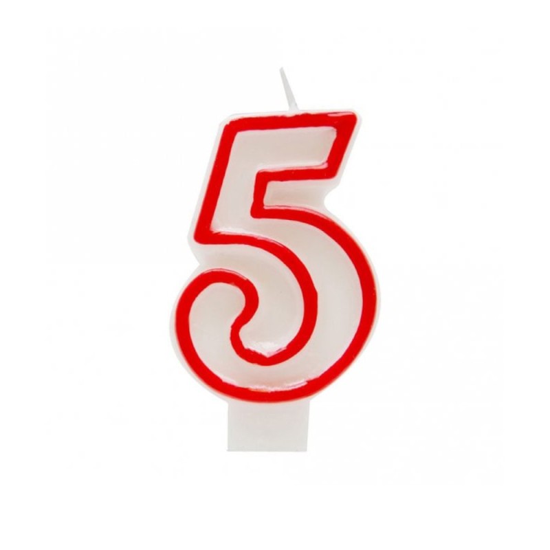 Lumanare Aniversara pentru Tort, Cifra 5, Rosu