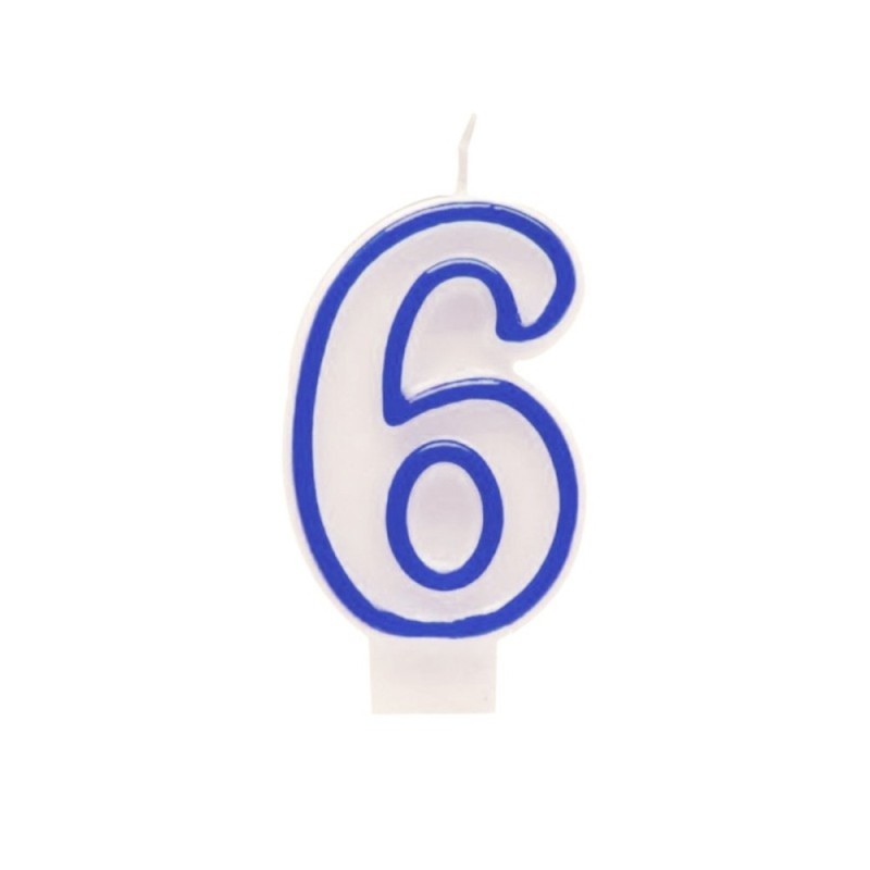 Lumanare Aniversara pentru Tort, Cifra 6, Albastru