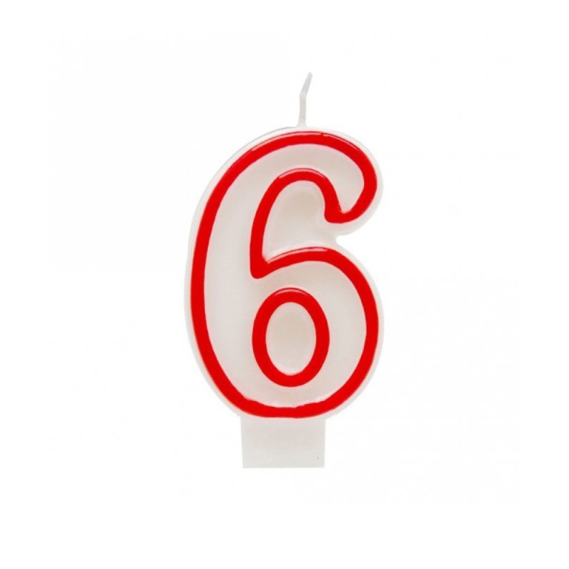 Lumanare Aniversara pentru Tort, Cifra 6, Rosu