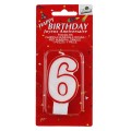 Lumanare Aniversara pentru Tort, Cifra 6, Rosu Premium