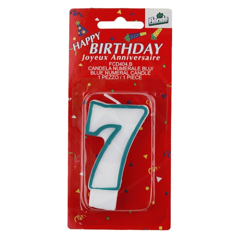Lumanare Aniversara pentru Tort, Cifra 7, Albastru Premium