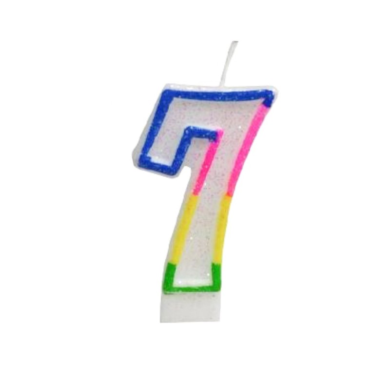 Lumanare Aniversara pentru Tort, Cifra 7, Colorat