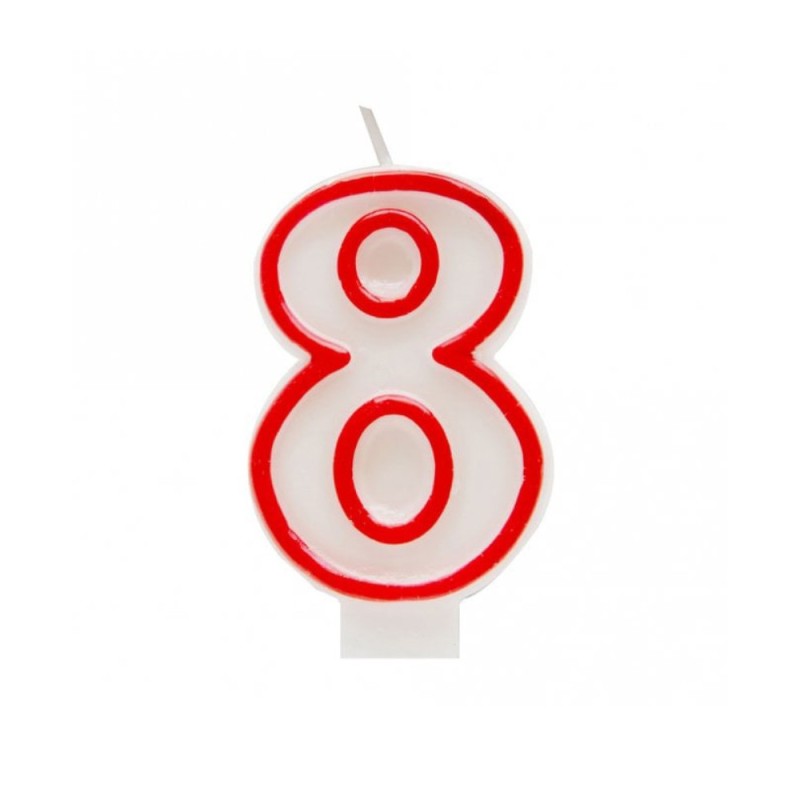 Lumanare Aniversara pentru Tort, Cifra 8, Rosu