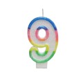 Lumanare Aniversara pentru Tort, Cifra 9, Colorat