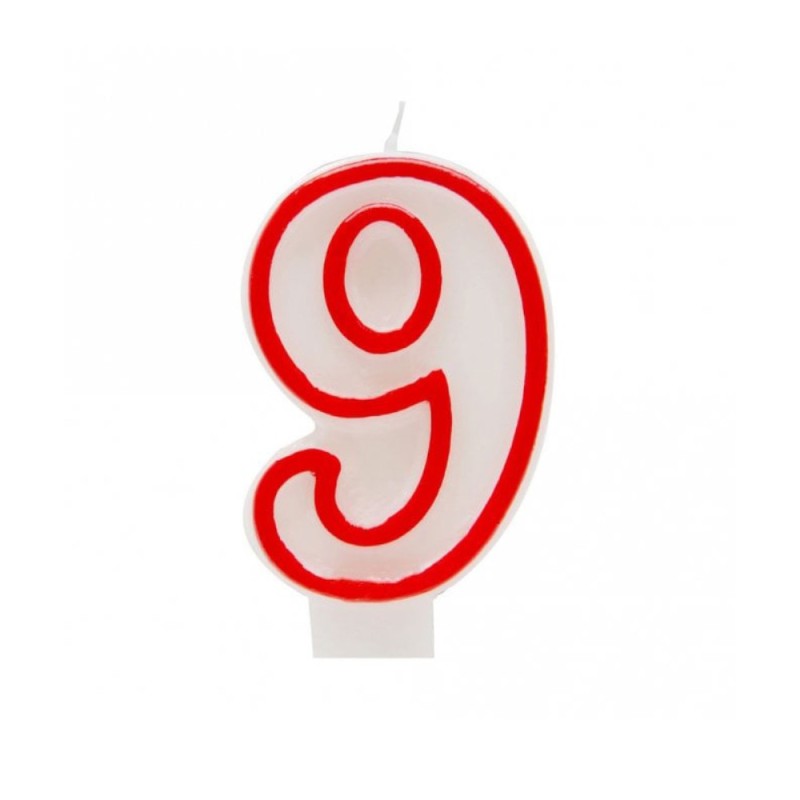 Lumanare Aniversara pentru Tort, Cifra 9, Rosu