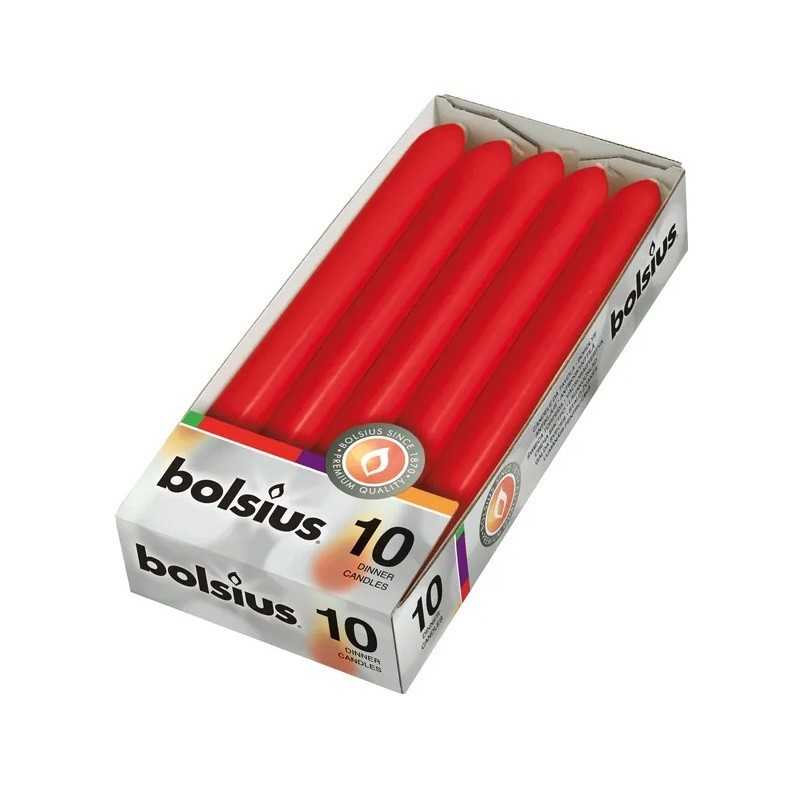 Lumanare Cilindrica Bolsius, Timp Ardere 6 Ore, Rosie, 10 Bucati