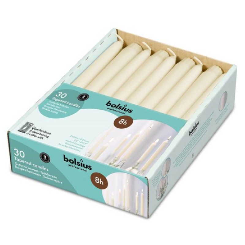 Lumanare Conica Bolsius Crem, 8 Ore, 30 Bucati