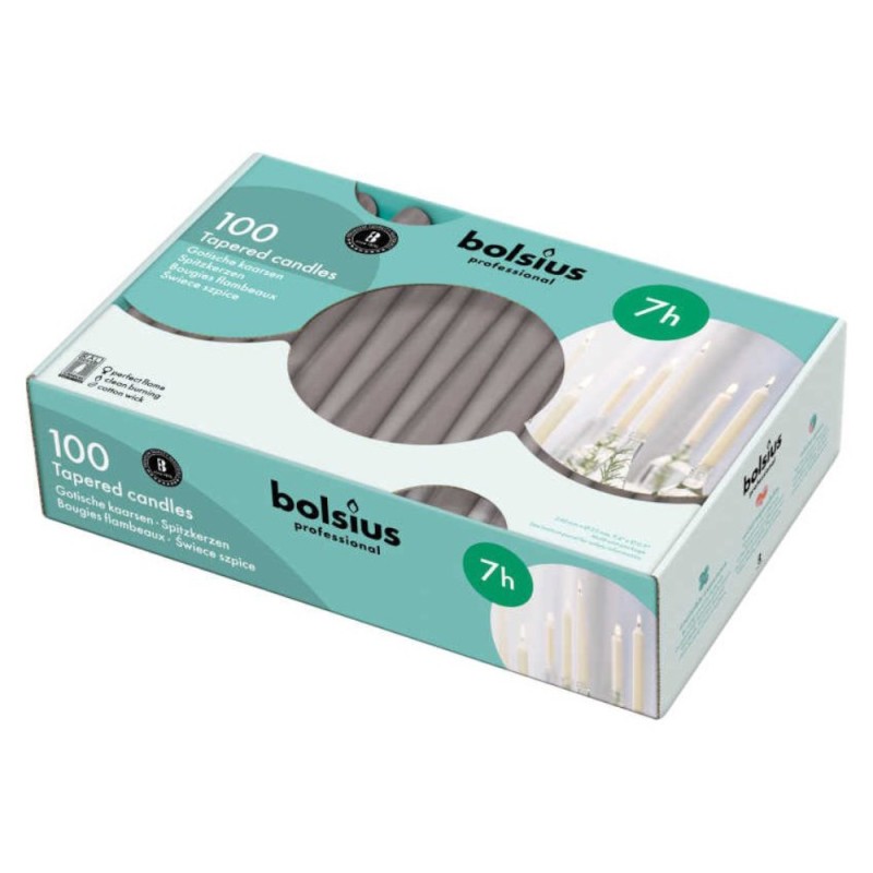 Lumanare Conica Bolsius Gri Taupe, 100 Bucati