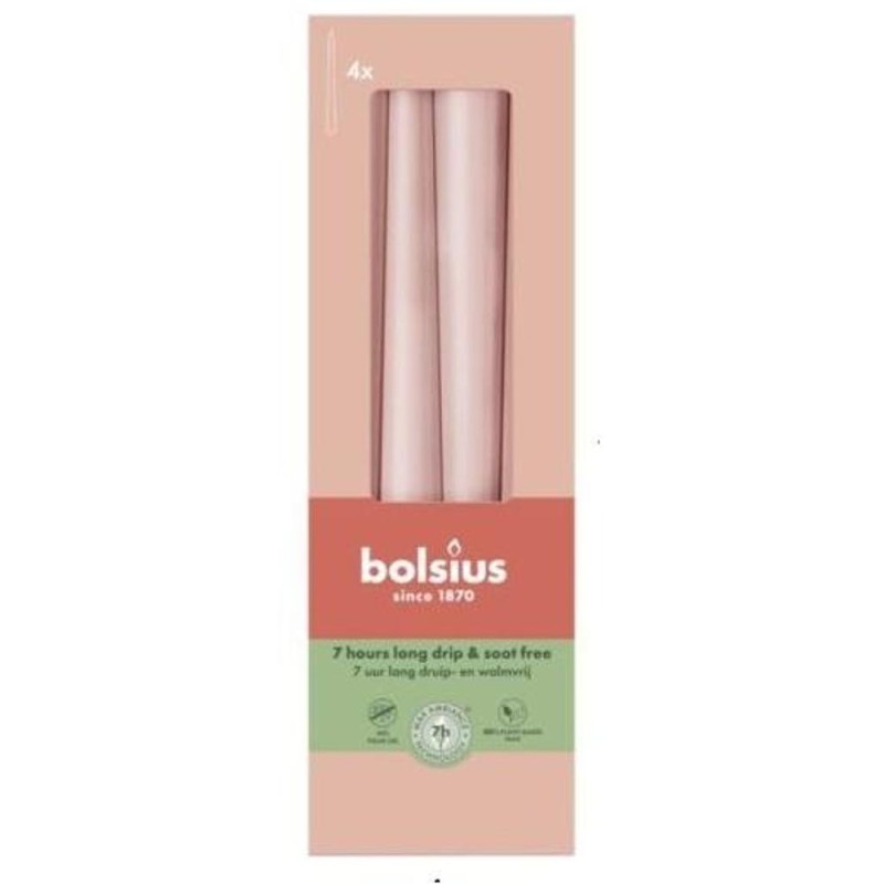 Lumanare Conica, Bolsius, Roz, 4 Bucati