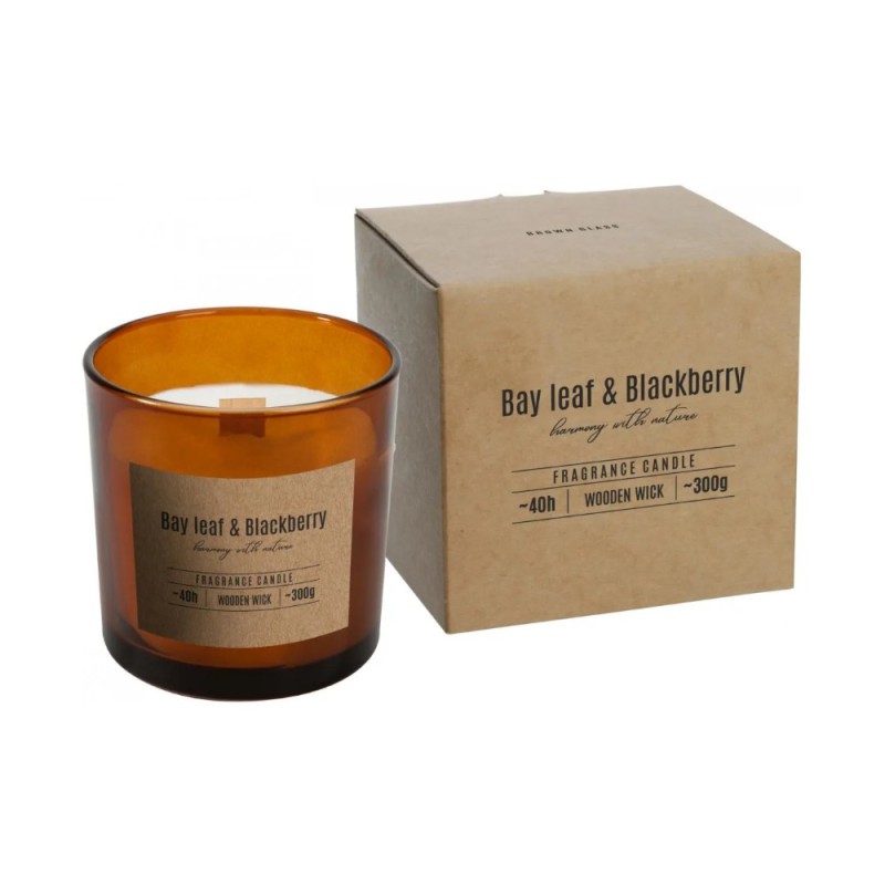 Lumanare Parfumata cu Fitil de Lemn, Bay leaf & Blackberry, Timp de Ardere 40 Ore, Bispol