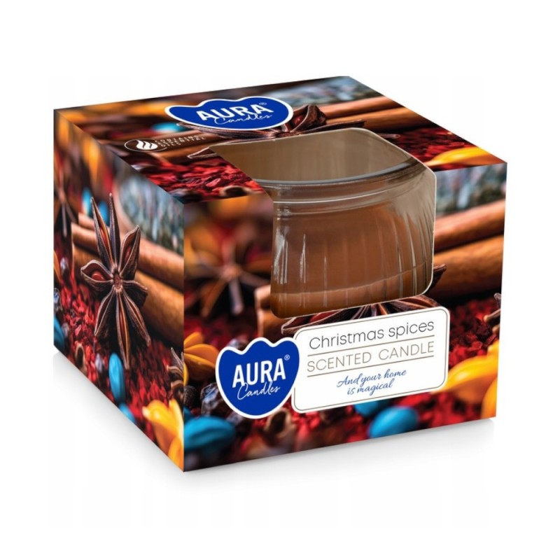 Lumanare Parfumata in Pahar, Christmas Spices, Timp de Ardere 18 Ore, Aura