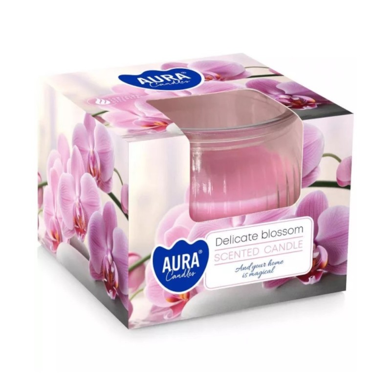 Lumanare Parfumata in Pahar, Delicate Blossom, Timp de Ardere 18 Ore, Aura