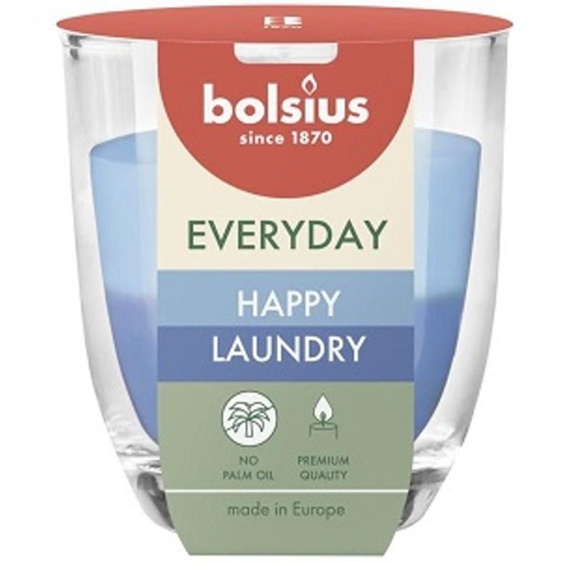 Lumanare Parfumata in Pahar, Doua Culori, Happy Laundry, 21 Ore, Bolsius