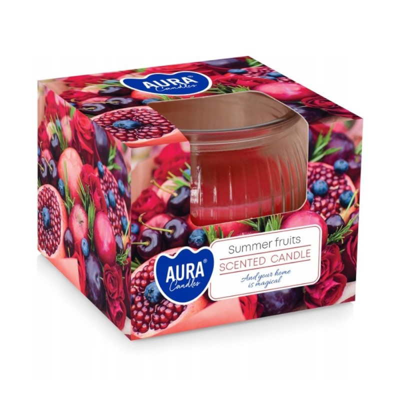 Lumanare Parfumata in Pahar, Fructe de Vara, Timp de Ardere 18 Ore, Aura