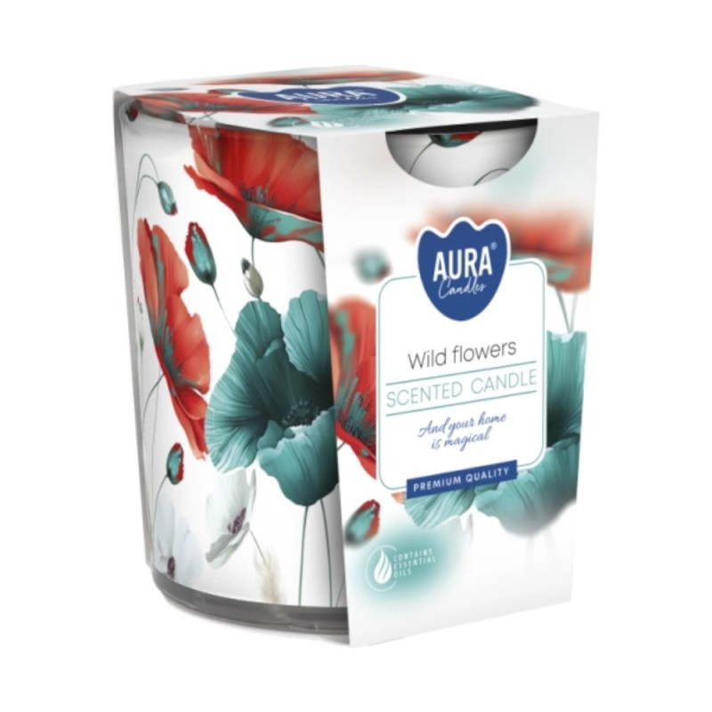 Lumanare Parfumata in Pahar Imprimat, Bispol, Flori Salbatice