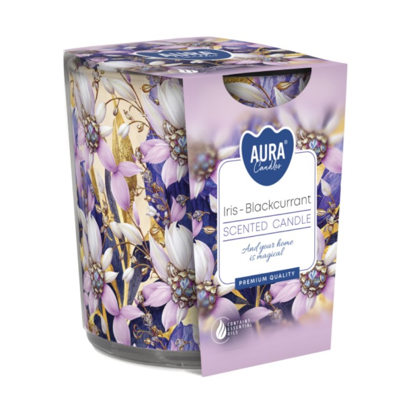Lumanare Parfumata in Pahar Imprimat, Bispol, Iris-Coacaze Negre