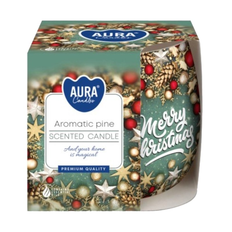 Lumanare Parfumata in Pahar Imprimat, Bispol, Merry Christmas Aromatic Pin