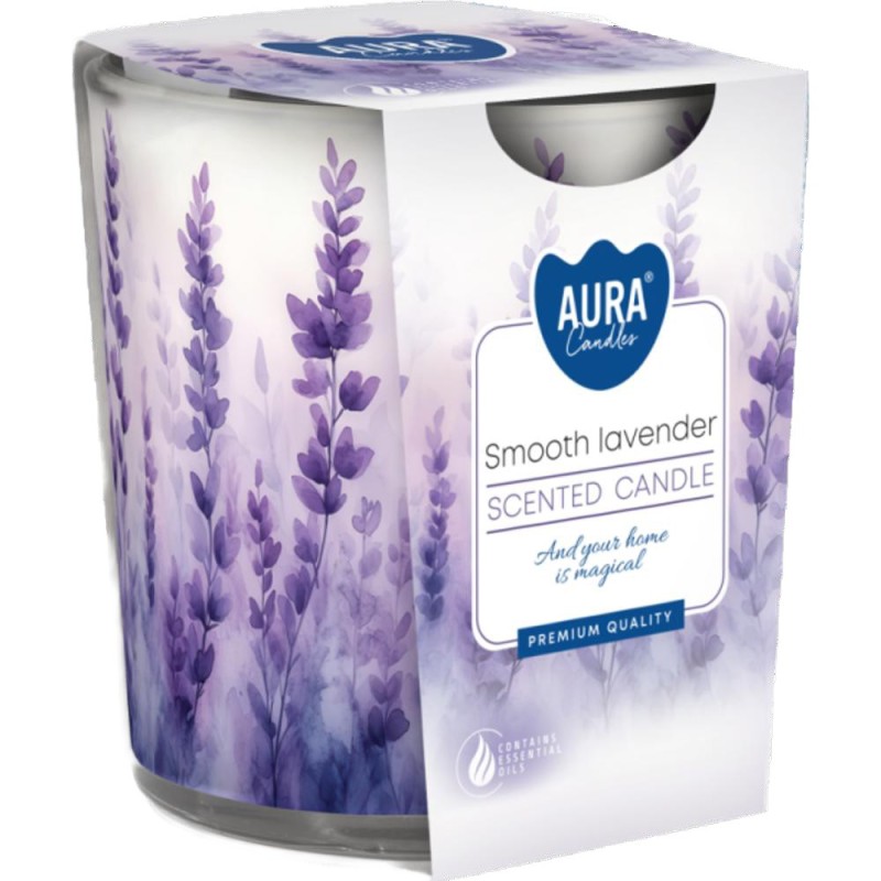 Lumanare Parfumata in Pahar Imprimat, Lavanda Delicata, 22 Ore, Bispol