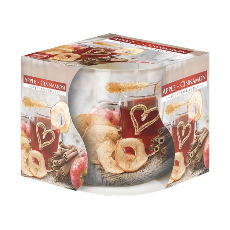 Lumanare Parfumata in Pahar Imprimat, Mar si Scortisoara, 22 Ore