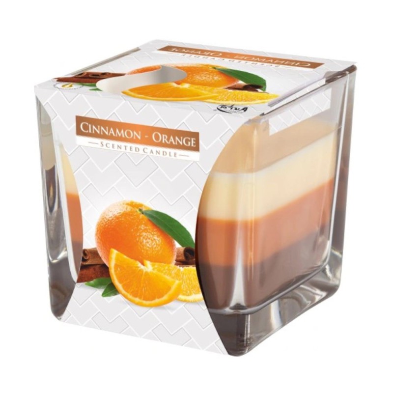 Lumanare Parfumata in Pahar in Trei Culori Scortisoara si Portocala, 32 Ore