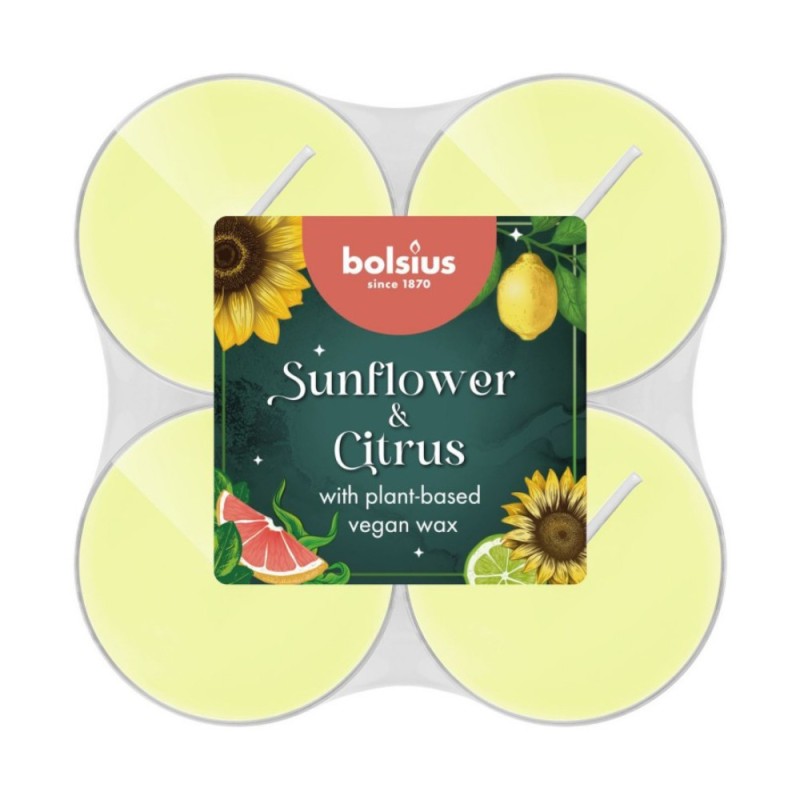 Lumanare Pastila Bolsius, Floarea Soarelui si Citrice, 8 Bucati