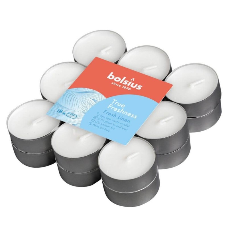 Lumanare Pastila Bolsius, Fresh Linen, Timp de Ardere 4 Ore, 18 Bucati