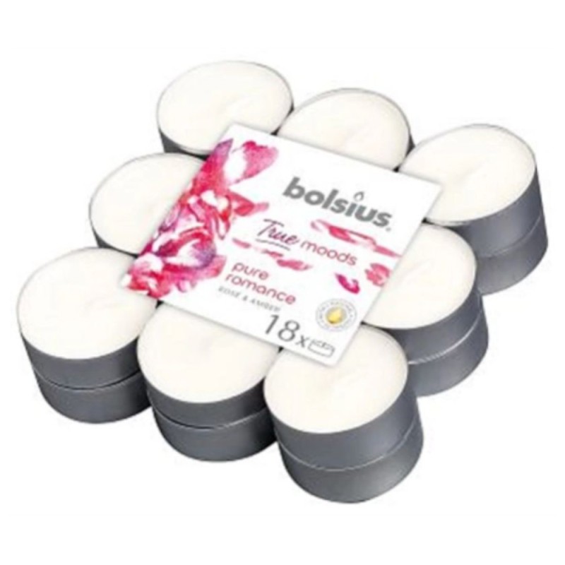 Lumanare Pastila Bolsius, Trandafir si Chihlimbar, Timp de Ardere 4 Ore, 18 Bucati