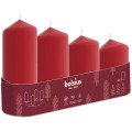 Lumanare Stalp, 60/80/100 x 120 mm, Diametru 48 mm, Rosu, Bolsius, 4 Bucati