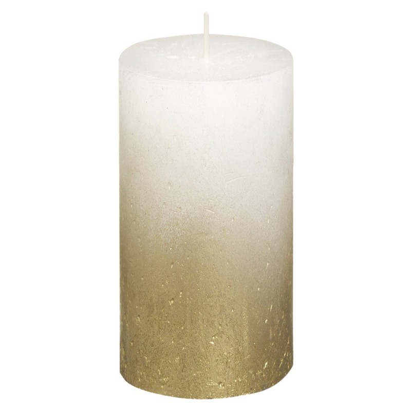 Lumanare Stalp, Alb / Auriu Metalizat, 130 x 68 mm