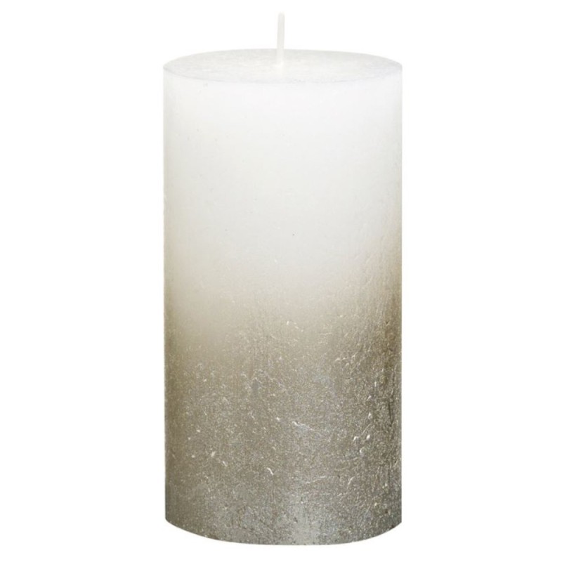 Lumanare Stalp, Alb / Gri Metalizat, 130 x 68 mm