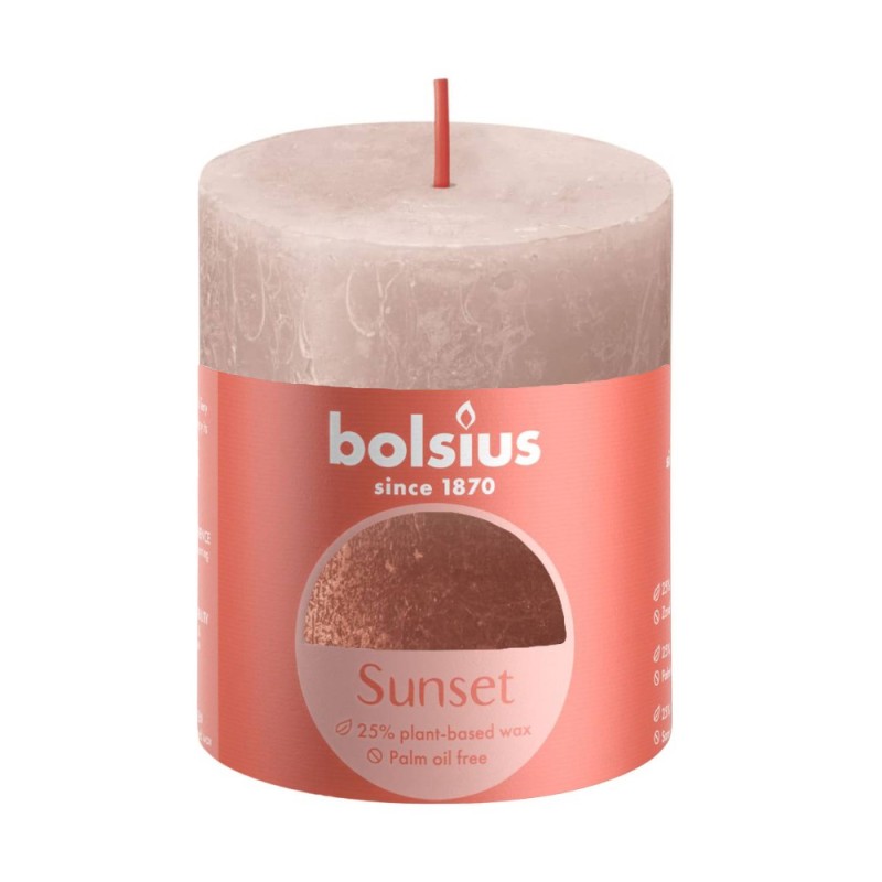 Lumanare Stalp Bolsius, 2 Culori, Roz Pastel / Aramiu, 80 x 68 mm