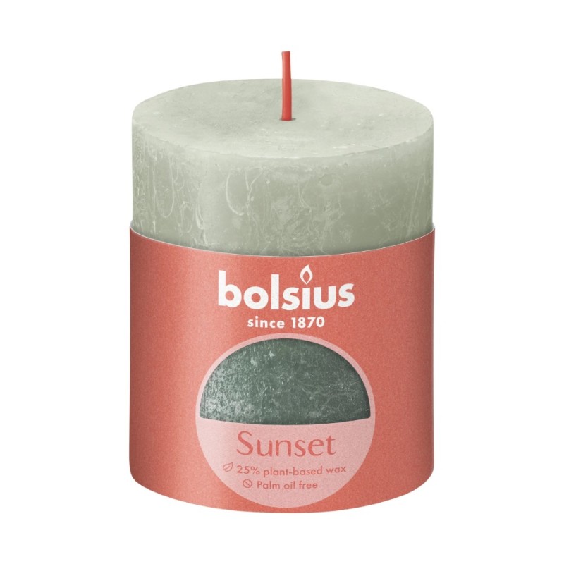 Lumanare Stalp Bolsius, 2 Culori, Verde Pastel / Albastru Oxid, 80 x 68 mm