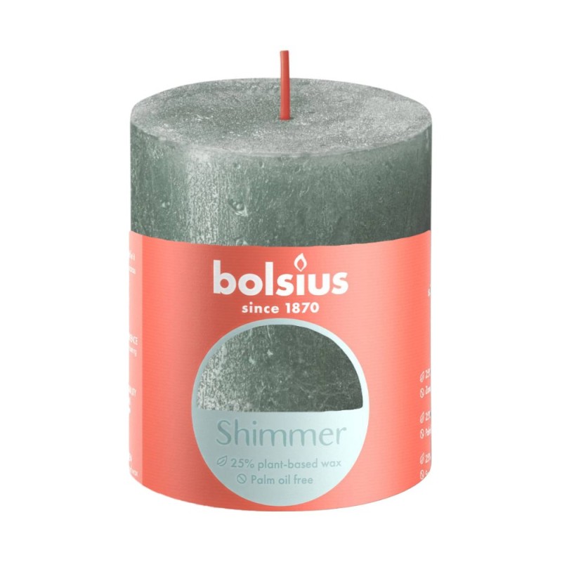 Lumanare Stalp Bolsius, Albastru Oxid Sidefat, 80 x 68 mm