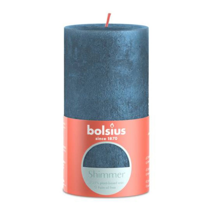 Lumanare Stalp Bolsius, Albastru Stralucitor, 130 x 68 mm