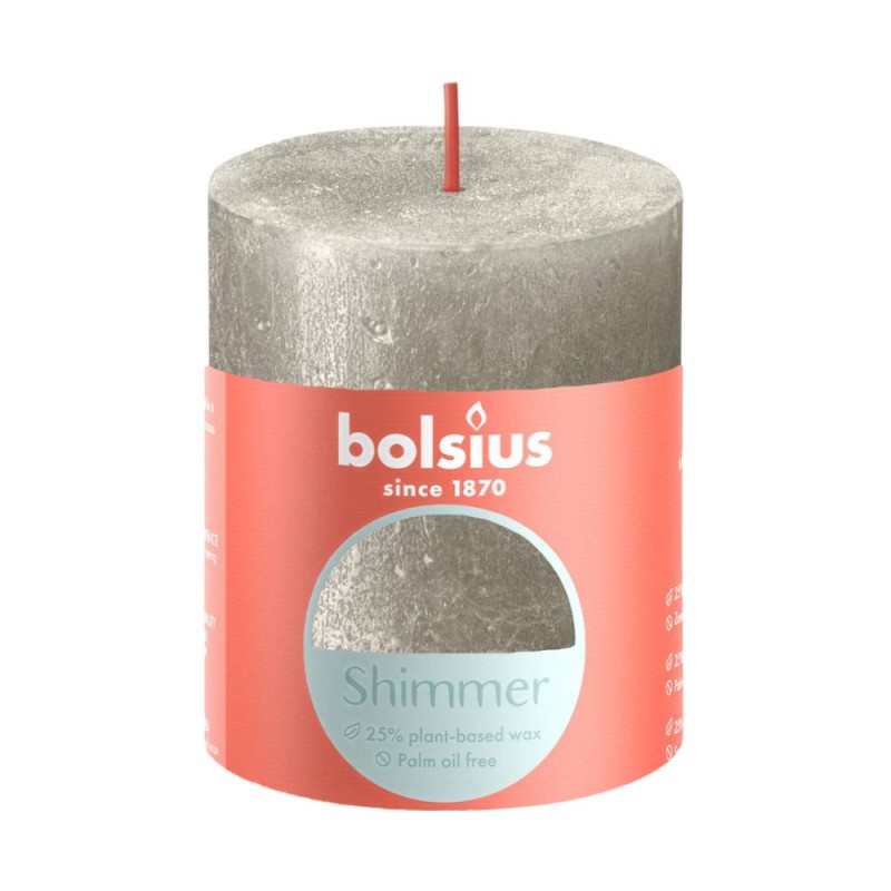 Lumanare Stalp Bolsius, Bej Sidefat, 80 x 68 mm