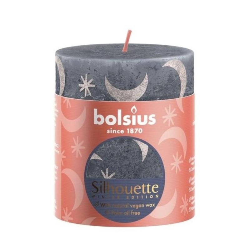 Lumanare Stalp Bolsius, Gri cu Print, 80 x 68 mm