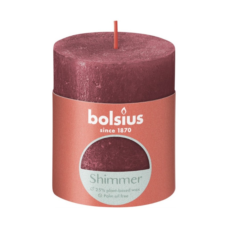 Lumanare Stalp Bolsius, Rosu Sidefat, 80 x 68 mm