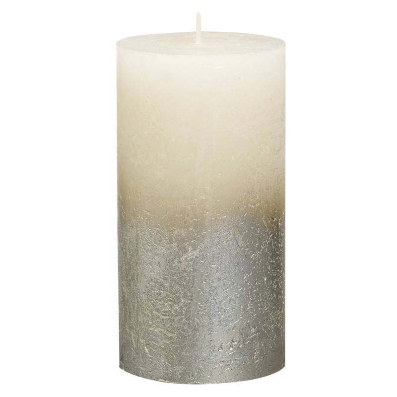 Lumanare Stalp, Crem / Gri Metalizat, 130 x 68 mm