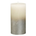 Lumanare Stalp, Crem / Gri Metalizat, 130 x 68 mm