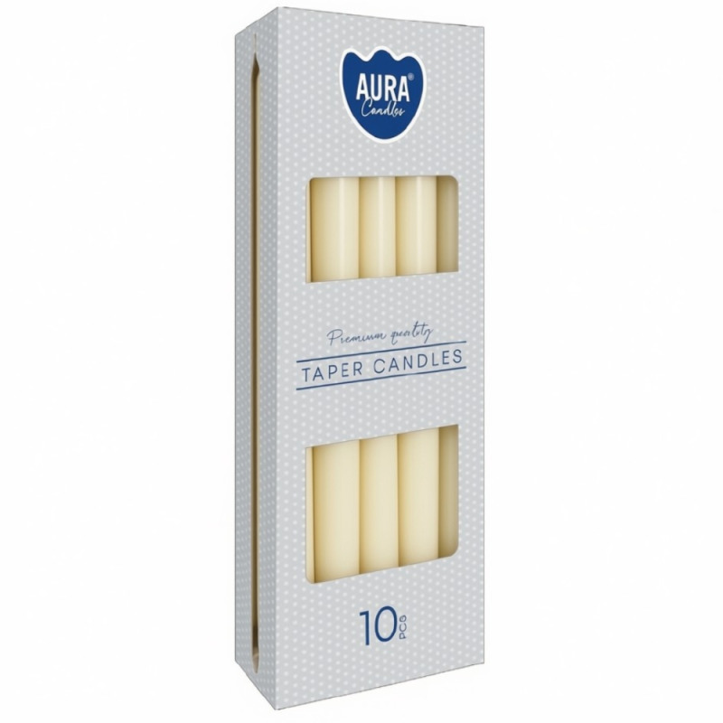 Lumanari Conice Aura Crem Ivory, 10 Buc