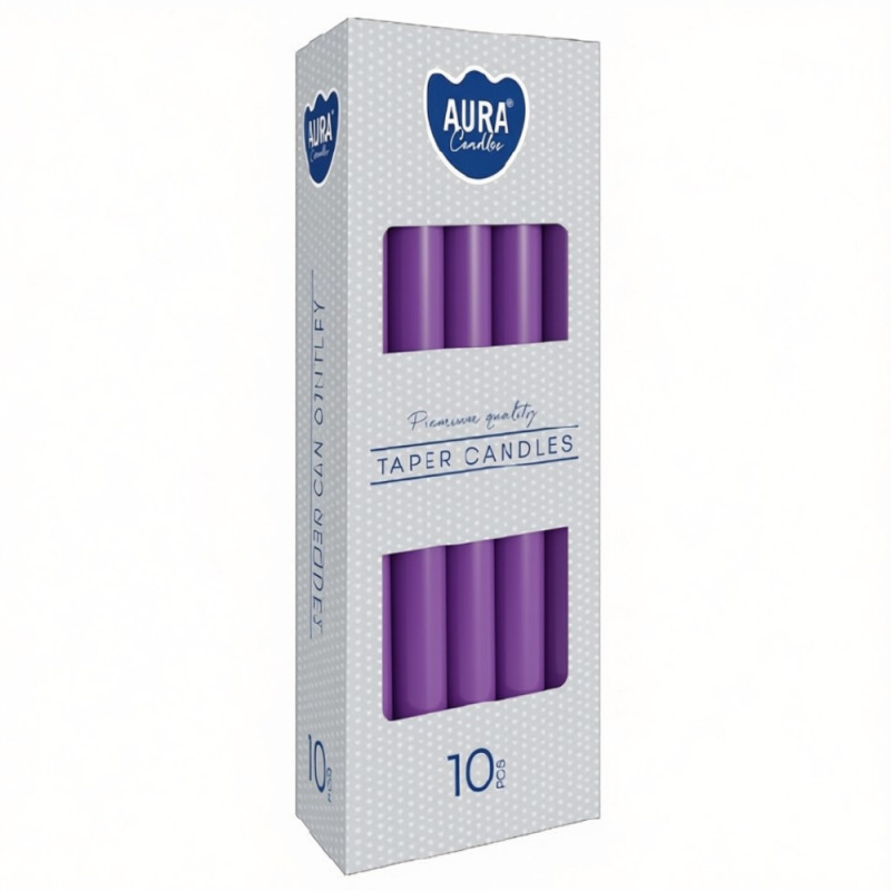 Lumanari Conice Aura Violet, 10 Buc