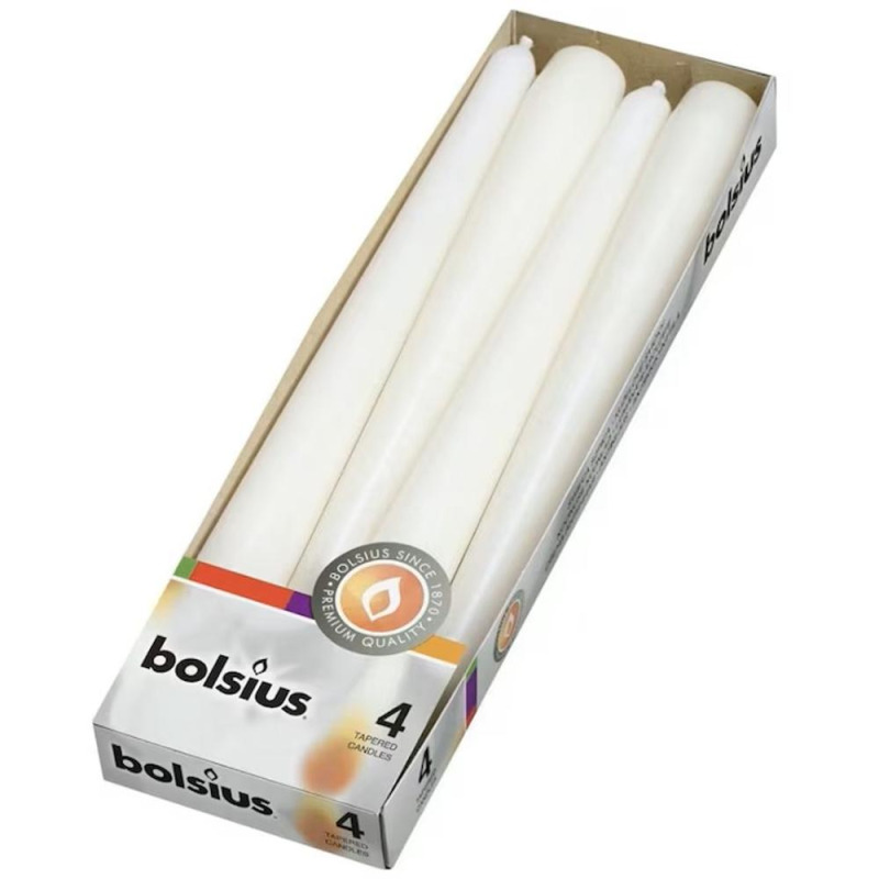 Lumanari Conice Bolsius, Alb-Argintiu, 4 Bucati