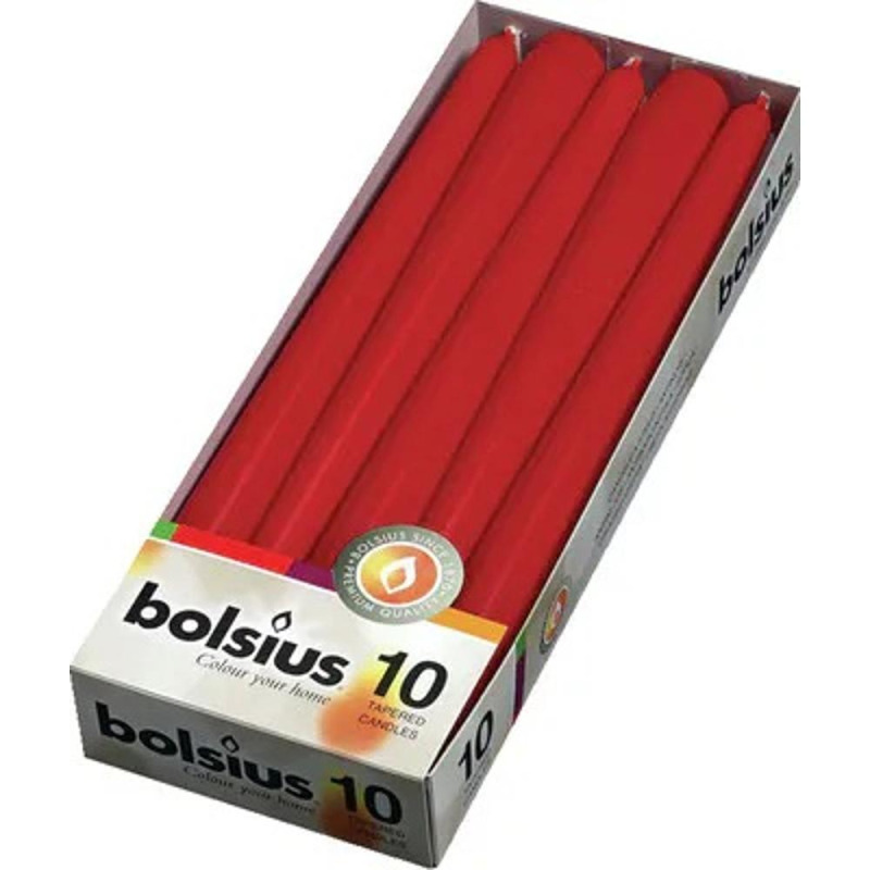 Lumanari Conice Bolsius, Rosu Metalizat, 4 Bucati