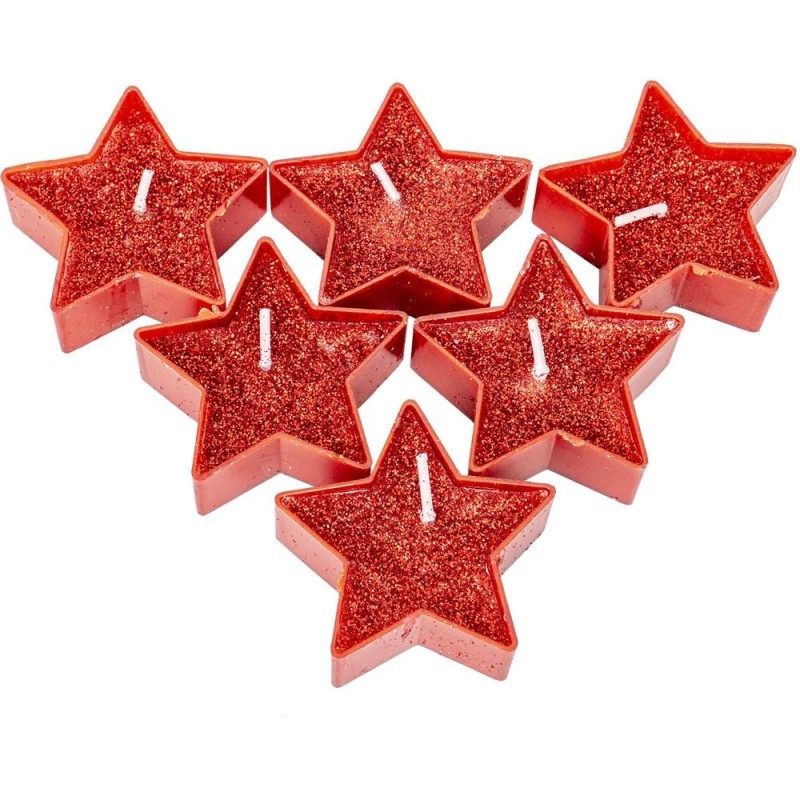 Lumanari Decorative, Forma Steluta, Rosu, 25 Bucati