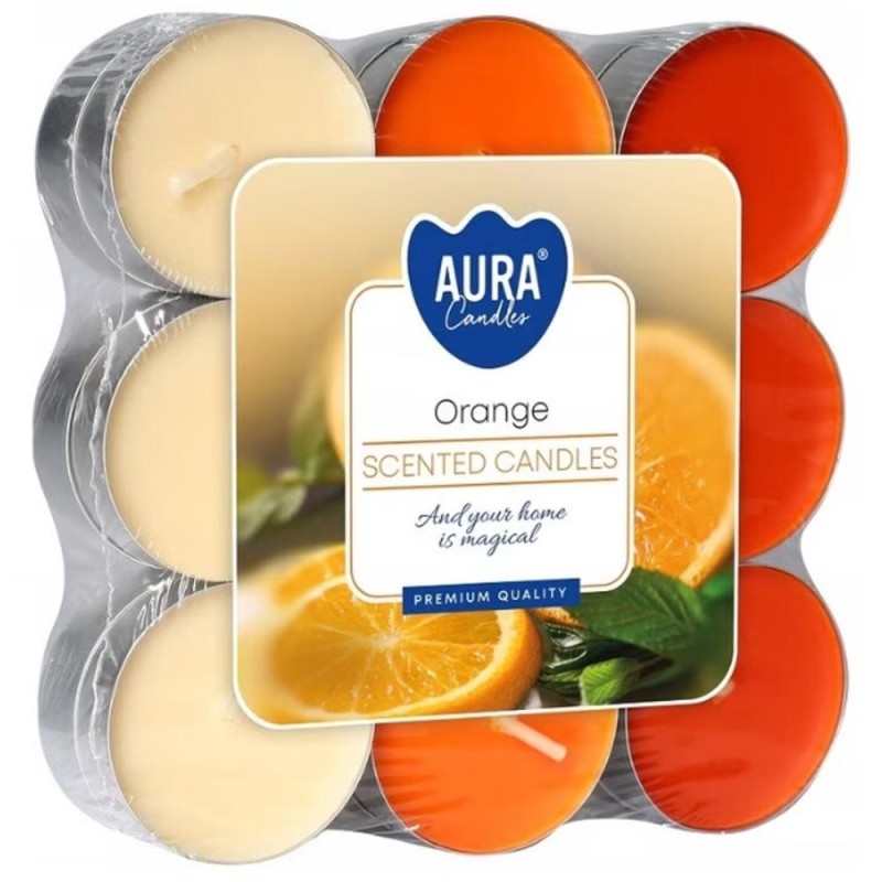 Lumanari Parfumate, Portocala, 3.9 x 1.5 cm, Bispol Aura, 18 Bucati