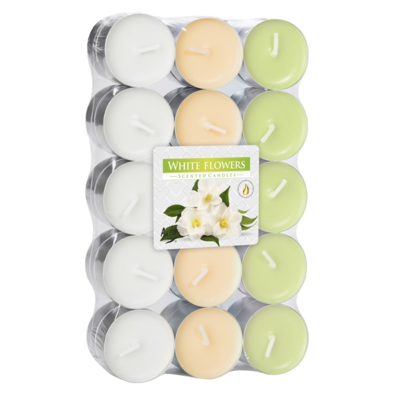 Lumanari Pastila, 4 Ore, Flori Albe, 30 Bucati