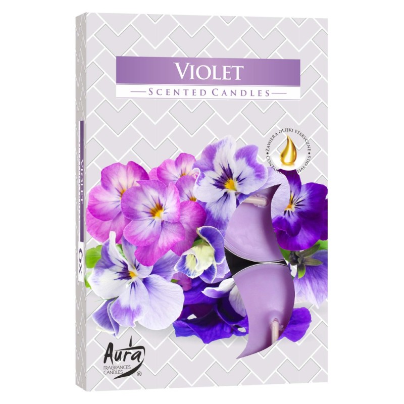 Lumanari Pastila, 4 Ore, Violete, 6 Bucati