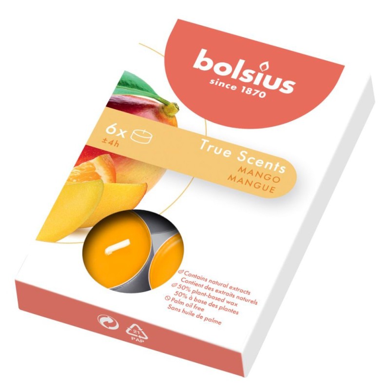 Lumanari Pastila 4h Bolsius - Mango - 6 Buc