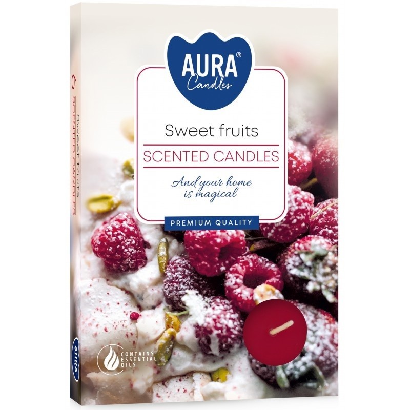 Lumanari Pastila Aura, Sweet Fruit, Timp Ardere 4 Ore, 6 Bucati, 11 g