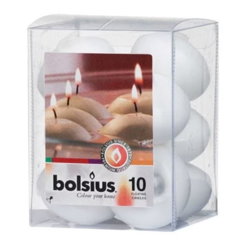 Lumanari Plutitoare Albe, 10 Bucati